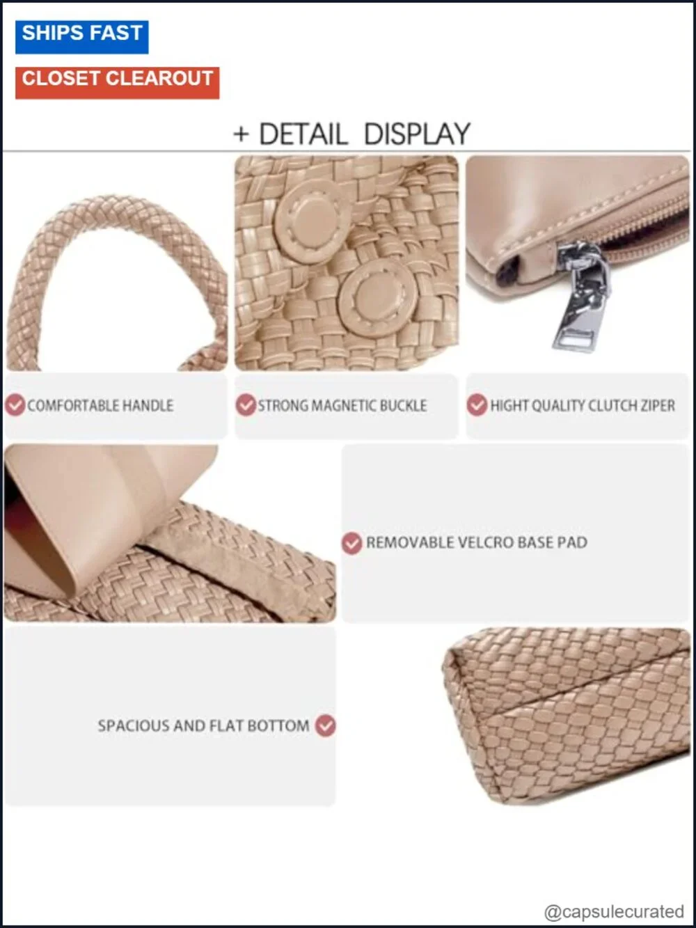 Woven Tote Bag for Women Hobo Handbag Faux Leather Shoulder Bag